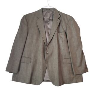Oscar de la Renta Wool Blazer 56R Brown Two Button